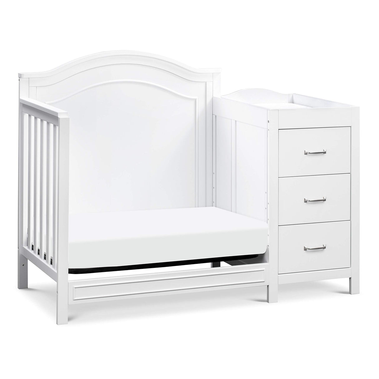 4-in-1 Convertible Mini Crib and Changer Combo in White, Greenguard Gold Certified