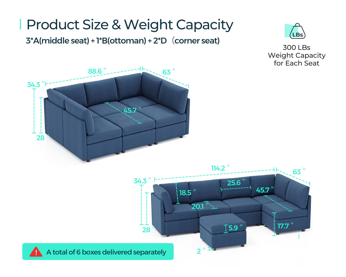 Sleeper Sofa, Modular Sofa Sleeper Couch with Memory Foam