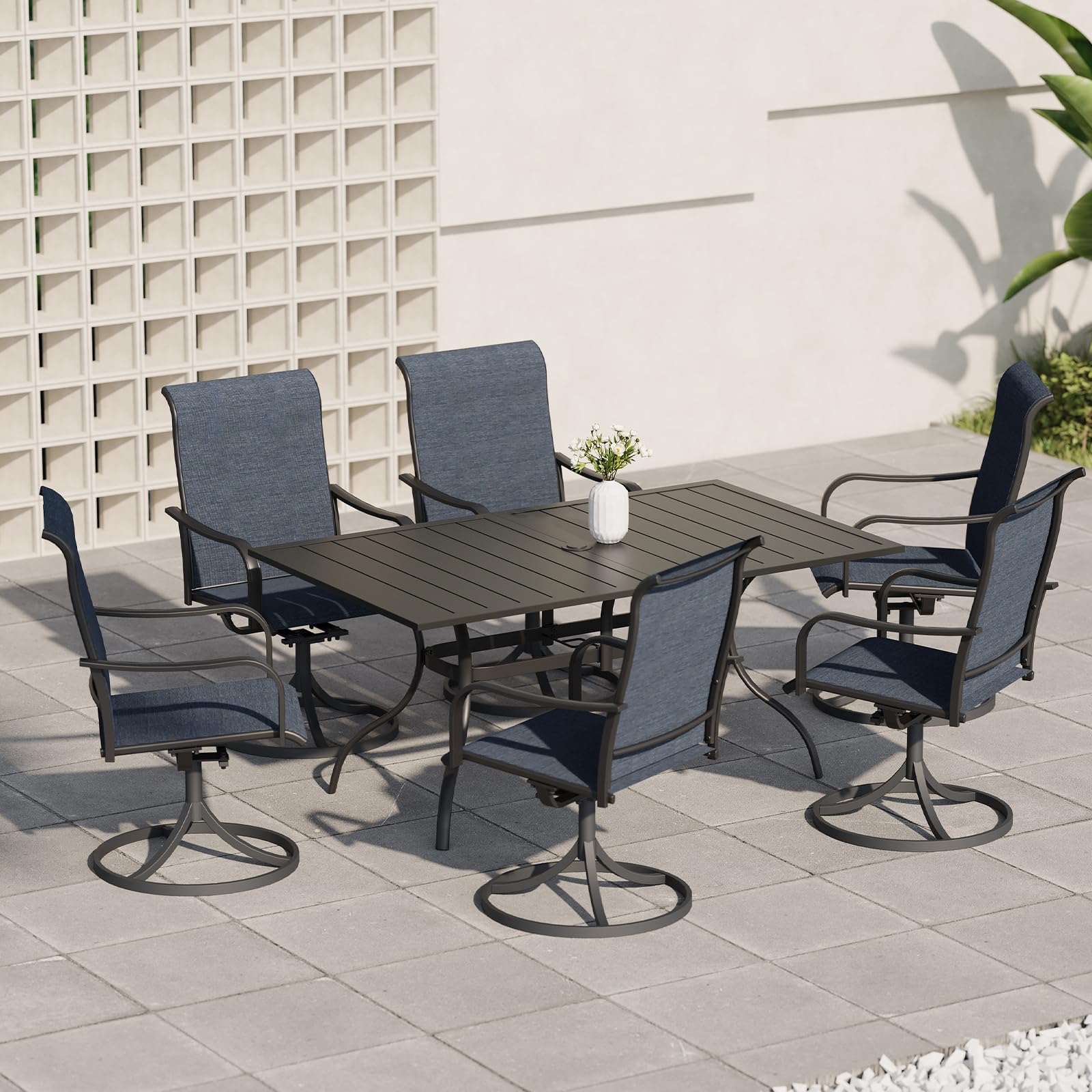 Outdoor Dining Chair Set of 2 High Back Outdoor Swivel Rocker Set