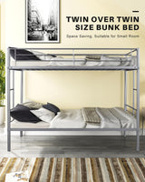 Twin-Over-Twin Metal Bunk Bed - Heavy Duty Bunk Bed Frame - Bunk Beds