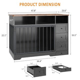 48" Farmhouse Dog Crate Furniture with Storage Drawers