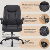 Ergonomic Leather Office Chair with Flip-Up Armrests
