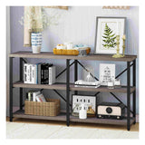 Rustic Console Table Behind Sofa, Industrial Entryway Table with Storage Shelves