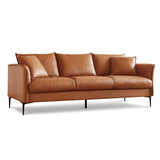 Jasper 85" Cognac Tan Brown 3 Seater Full Leather Couch | Mid Century Leather Sofa