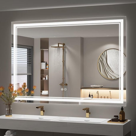 48 x 40 LED Bathroom Mirror, Large Lighted Bathroom Mirror, LED Bathroom Vanity