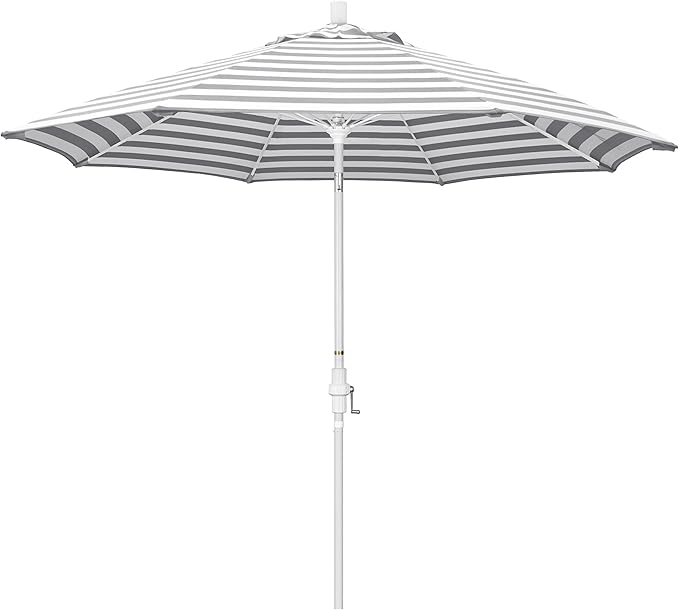 9' Round Aluminum Pole Fiberglass Rib Market Umbrella, Crank Lift