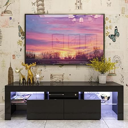 TV Stand for 32/40/50/55 Inch TV, Modern LED Gaming Entertainment Center with Large