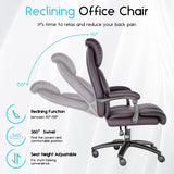 Reclining Office Chair, High Back Executive Office Chair 400lbs, Brown Leather Home