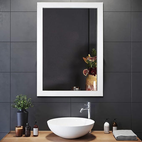 Wood Farmhouse Wall Mirror Hanging Wall Mirror for Living Room or Bathroom