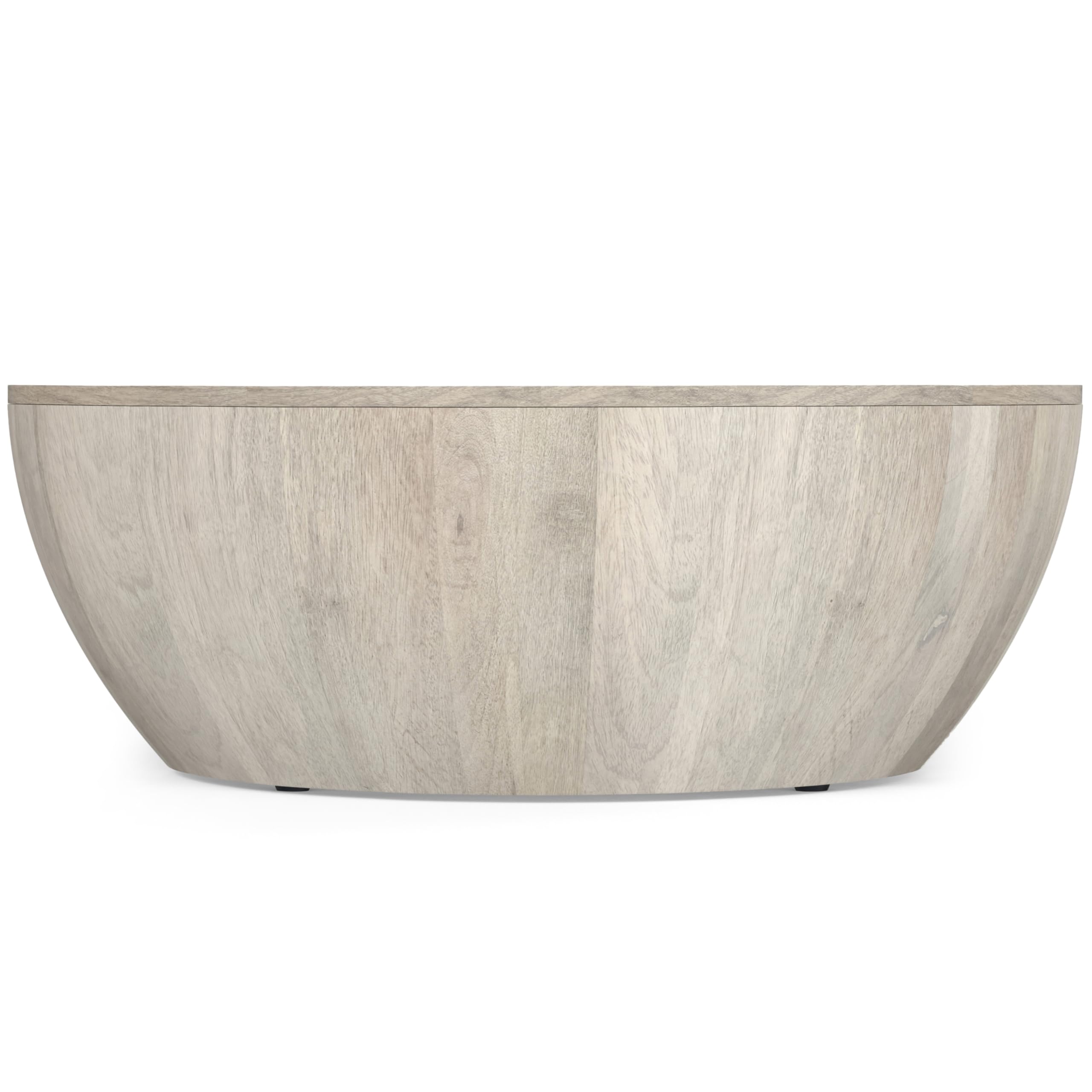 Elmbrook Solid Mango Wood 34 inch Wide Round Modern Urban Drum Coffee Table in White Wash