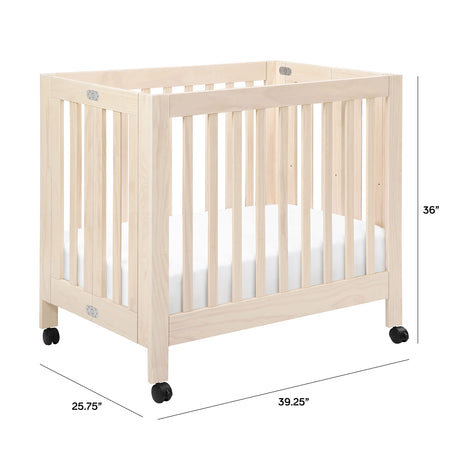 Origami Mini Crib in Washed Natural & Pure Core Non-Toxic Mini Crib Mattress with Hybrid