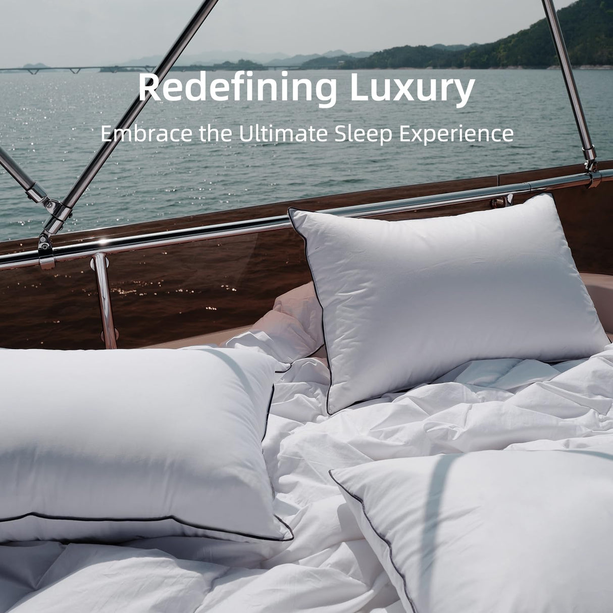 Premium Hungarian Goose Down Pillows Queen Size, Fluffy Bed Pillows for Sleeping
