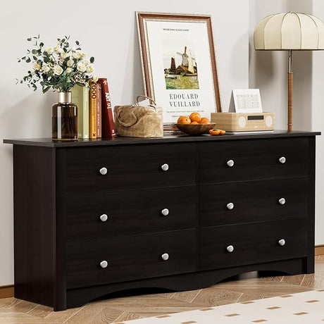 Dresser for Bedroom with 6 Drawers, Wide Chest Storage Organizer and TV Stand