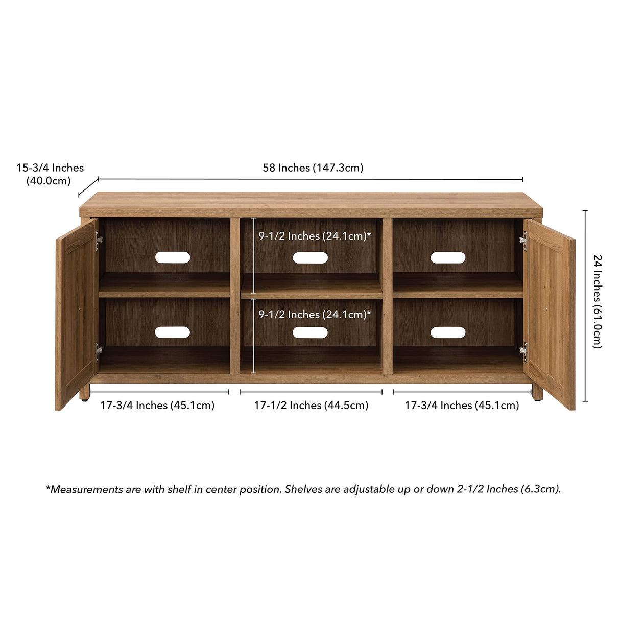 TV Stand for TV's up to 65" in Golden Oak, Electric Fireplace TV Stands for the Living Room