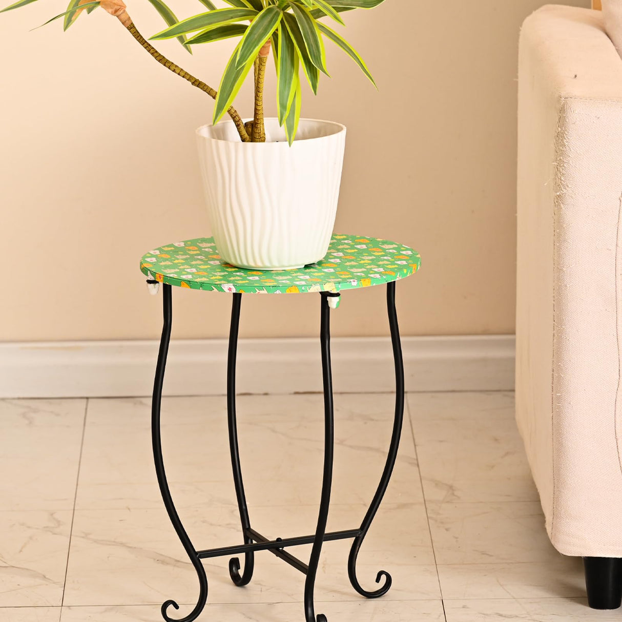 Side Tables for Patio, 14" Indoor Outdoor Metal Side Table for Poolside Bistro Balcony