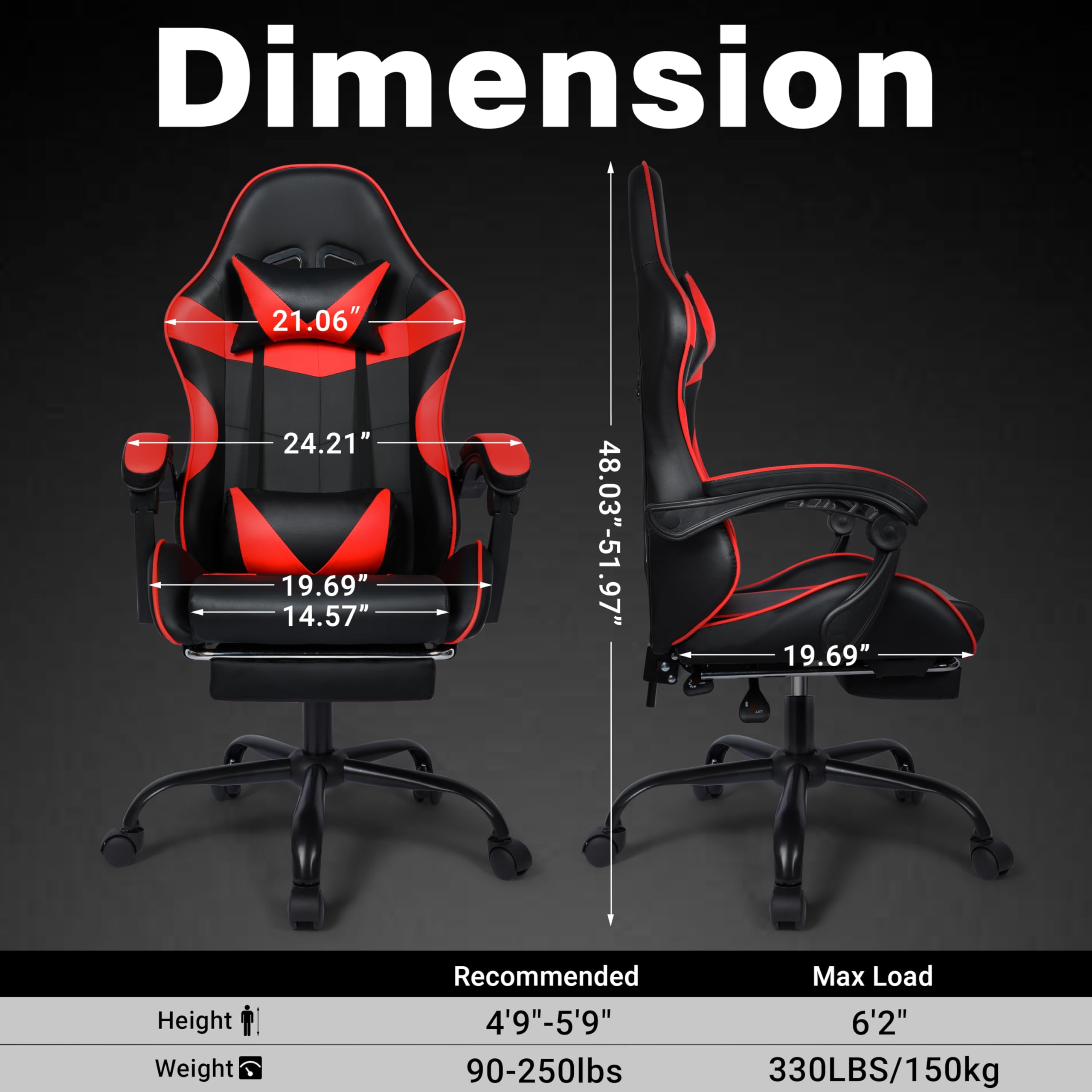 Ergonomic Gaming Chair with Footrest and Lumbar Support