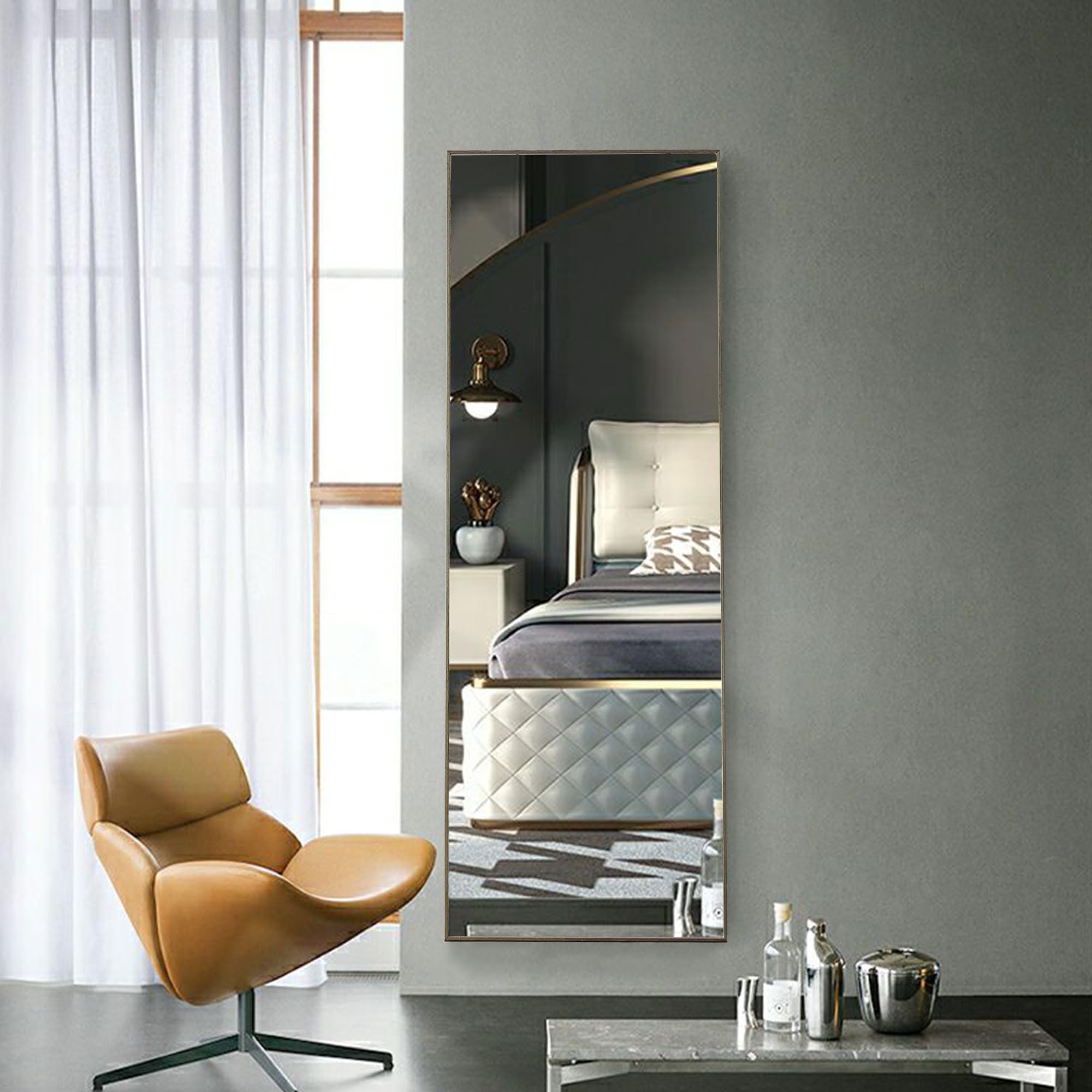 Length Floor Mirror with Solid Wood Frame