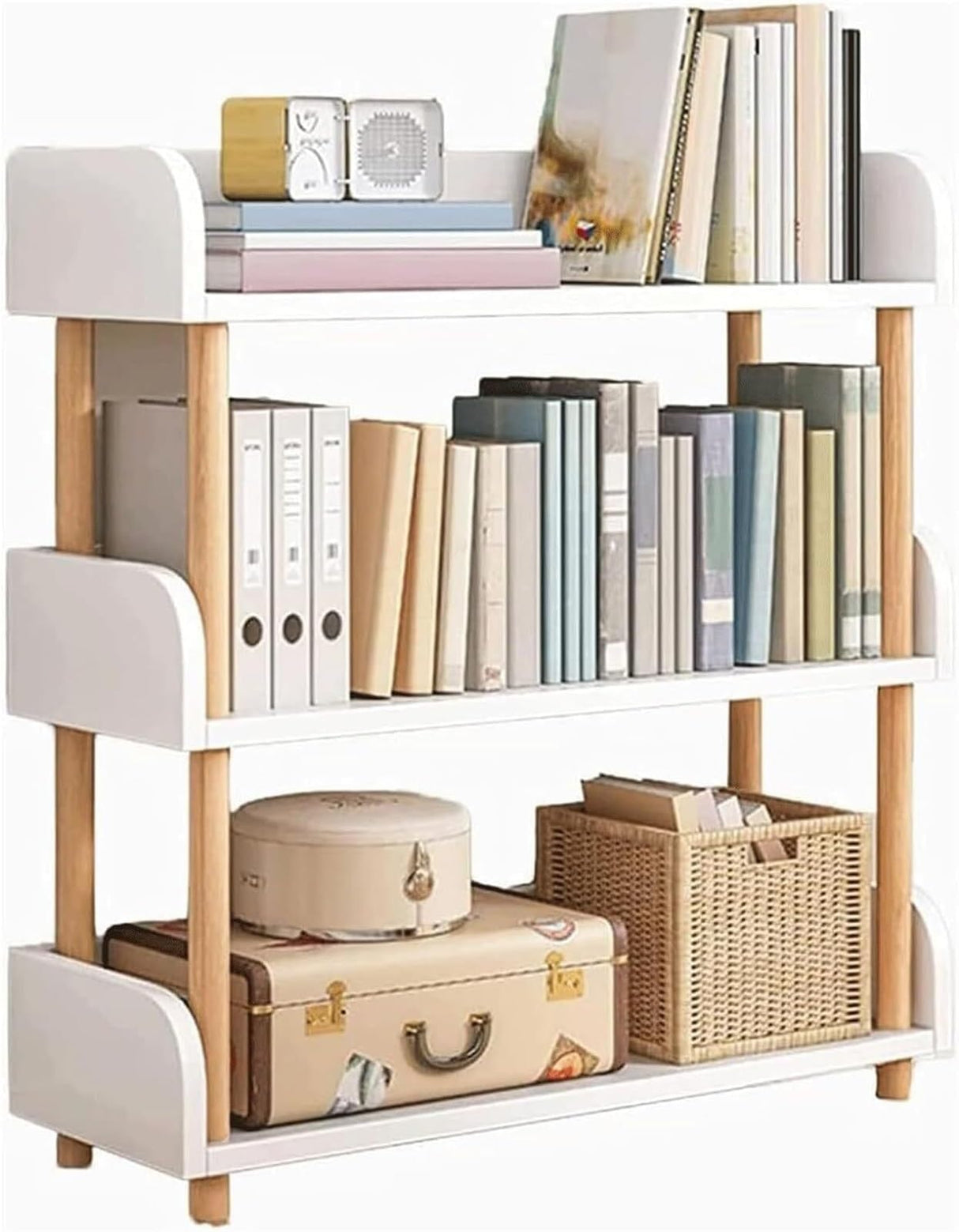 Bookshelf 3 Tiers Bookshelf Standing Bookcase Open with Legs Freestanding Book Rack