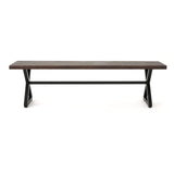 Rolando Outdoor Aluminum Dining Bench with Steel Frame, Brown / Black