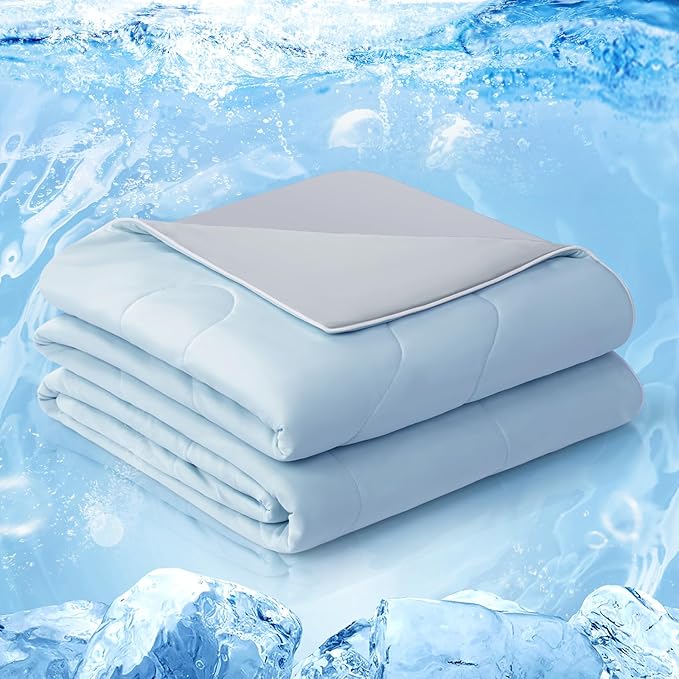 Cooling Comforter Queen, Cold Touch Fabric Absorbs Body Heat, Double-Sided Cool