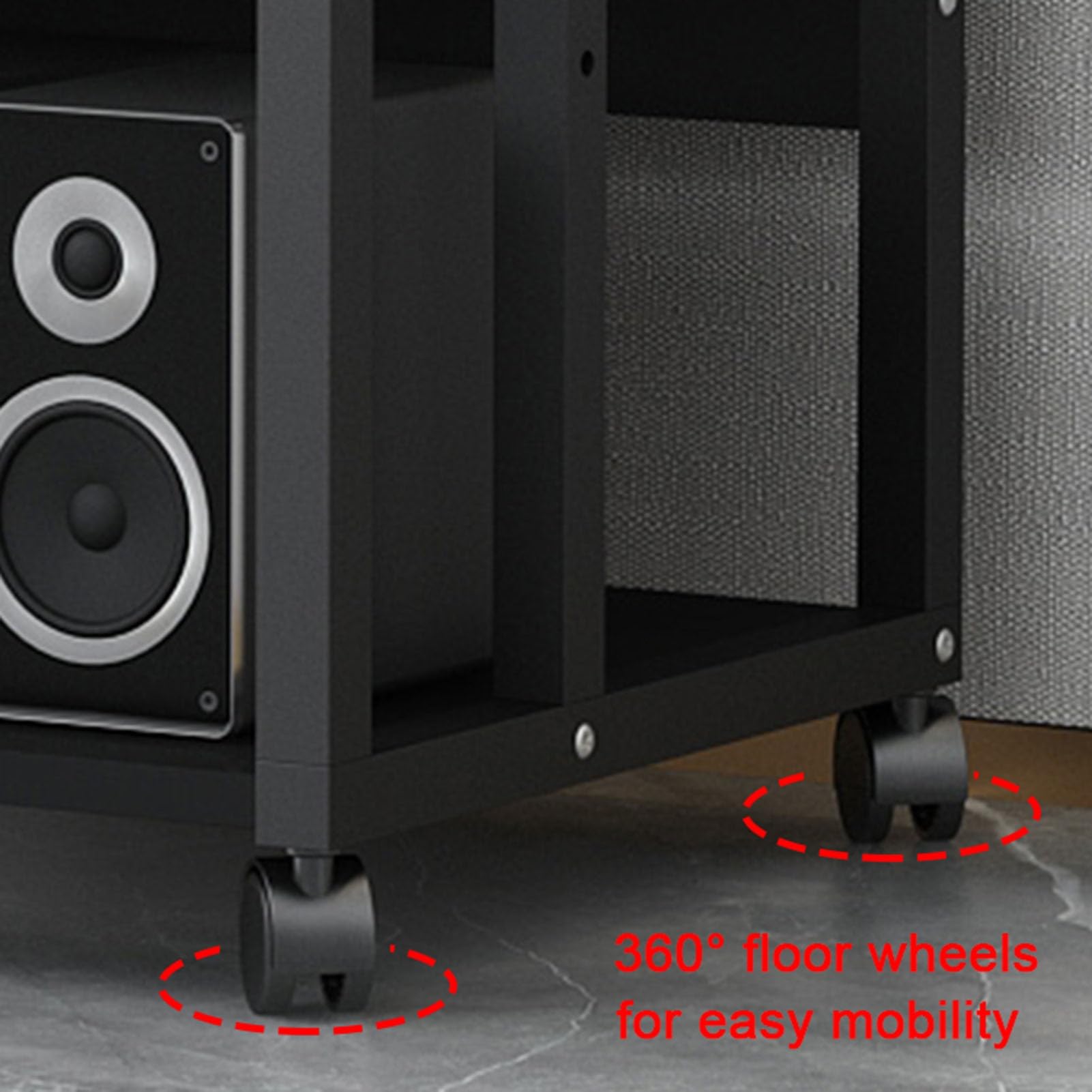 5 Tier Movable Storage Cart DVD CD Player Stand Amplifier Rack Audio Video