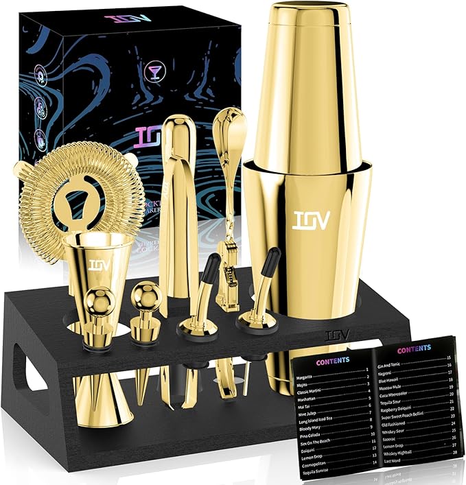 Cocktail Shaker Set: 12-Piece Mixology Bartender Kit Bar Set | 18oz & 28oz Boston Shaker