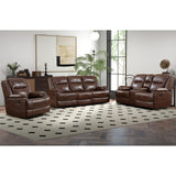 Leather Manual Recliner Sofa Set, Recliner Chair, Loveseat Reclining Sofa and 3 Seat Recliner Sofa, Couch Furniture Set for Living Room, Meeting Room, Brown(Recliner+Loveseat+Sofa)