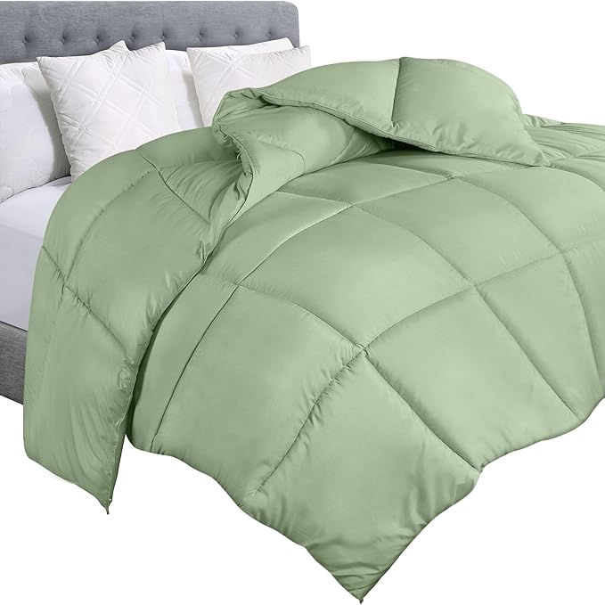 Comforter Duvet Insert, Quilted Comforter with Corner Tabs, Box Stitched Down Alternative Comforter Queen (White)