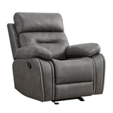 Manual Rocker Recliner Chair with Overstuffed Arms and Back Faux Leather Single Sofa