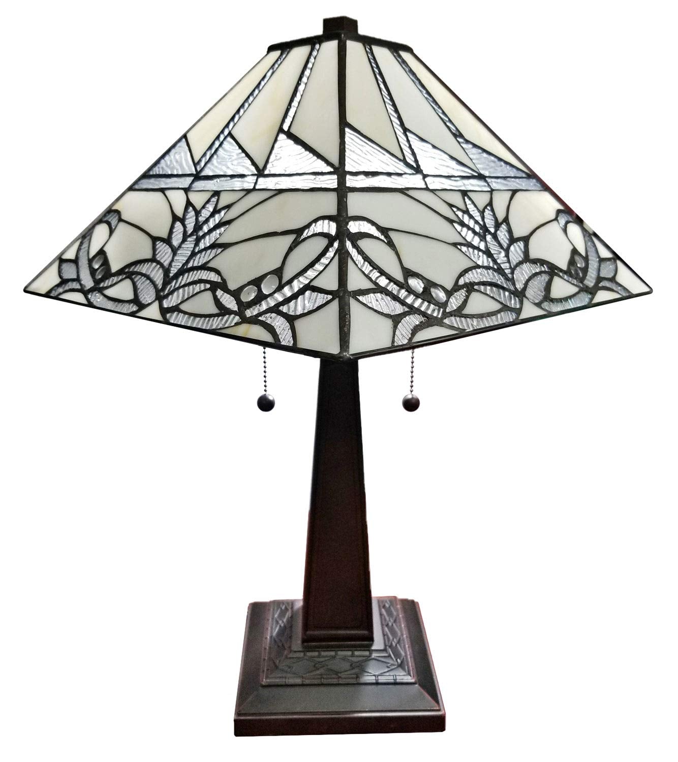 Tiffany Style Banker Table Lamp 22" Stained Glass Floral