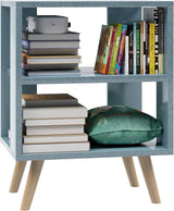 Night Stand, Blue Kids Nightstand, Modern End Table with Open Storage