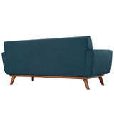 Engage Mid-Century Modern Upholstered Fabric Loveseat in Azure