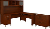 Somerset 3 Position Sit to Stand L Shaped Desk with Hutch and File Cabinet, 72W