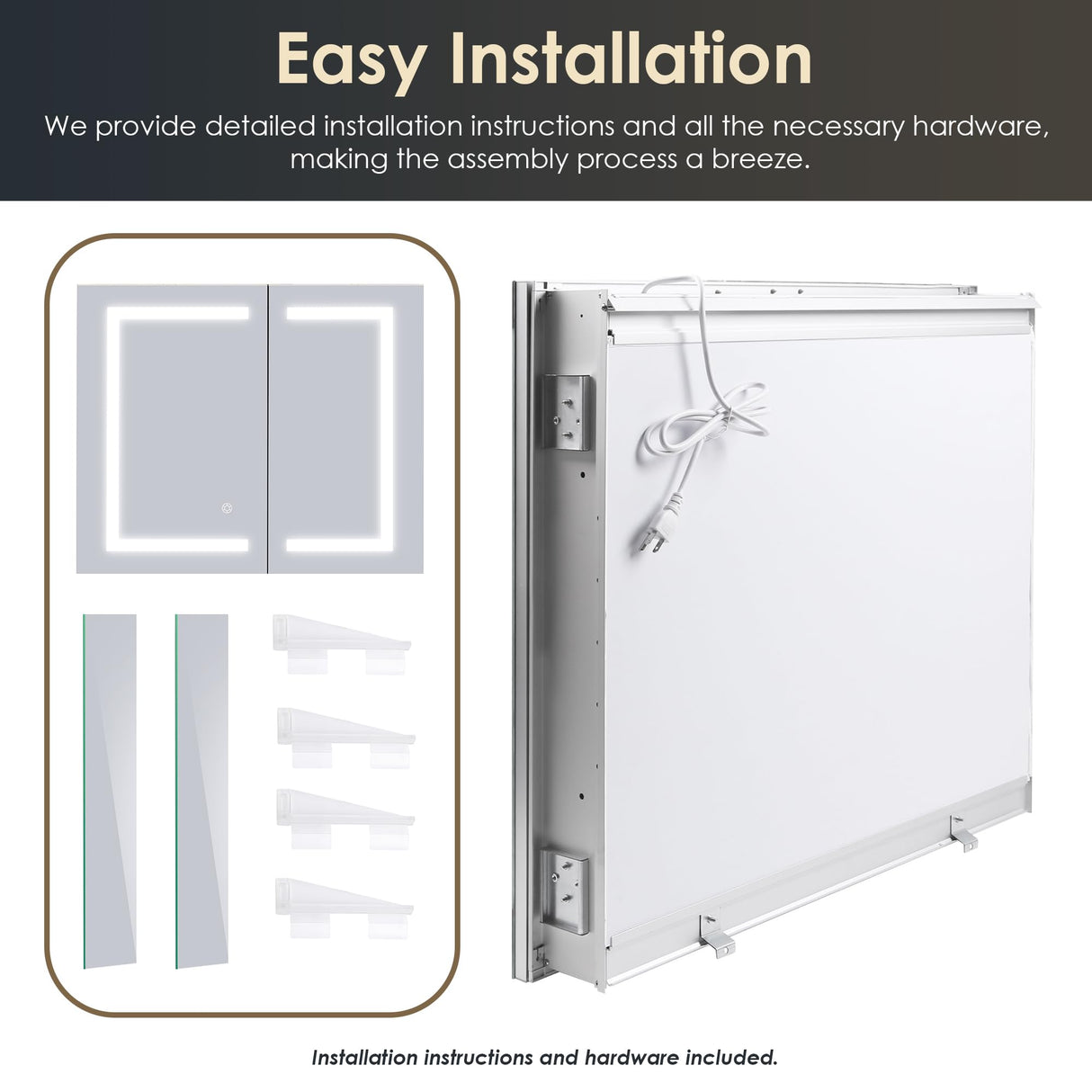 Lighted Medicine Cabinets for Bathroom, 30x36 Inches Bathroom Medicine Cabinet with LED Mirror,