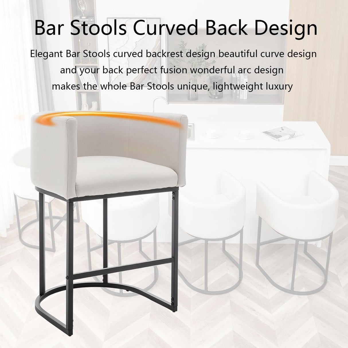 Counter 25" H Height Bar Stools Set of 2, Modern Barrel Bar Stool