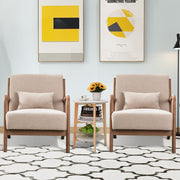 Mid Century Modern Accent Chair with Wood Frame, Upholstered Living Room Chairs