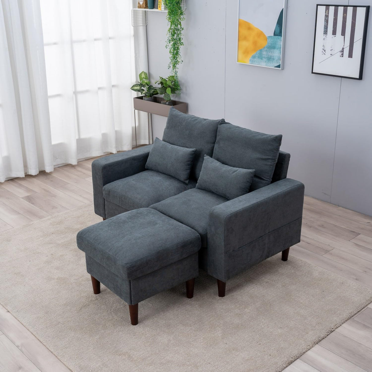 Sectional Sofa Couch L Shape Loveseat Modern Linen Love Seater Home Furniture