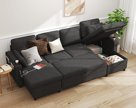 Sofa Bed Sleeper Pull Out 2 in 1 Sectional Sleeper Sofa Couches with Storage