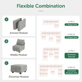 Convertible Modular Sectional Sofa L-Shape Sectional Couch with Reversible Chaise Modular Sofa