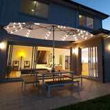 Patio Umbrella with 3 Solar panels, 48 Solar LED Lights