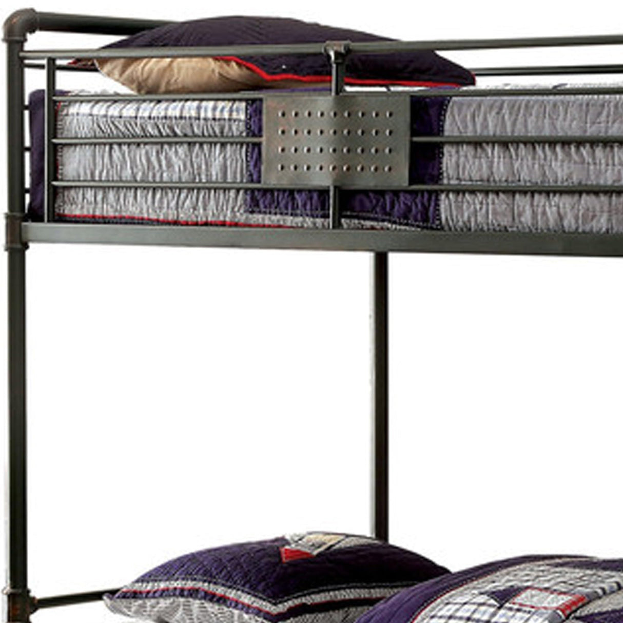 Metal Twin Size Bunk Bed with Attached Ladder, Black,