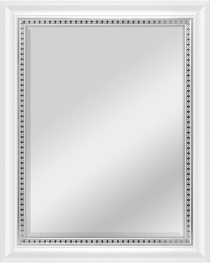 Accent Wall Mirror, White Wood Grain