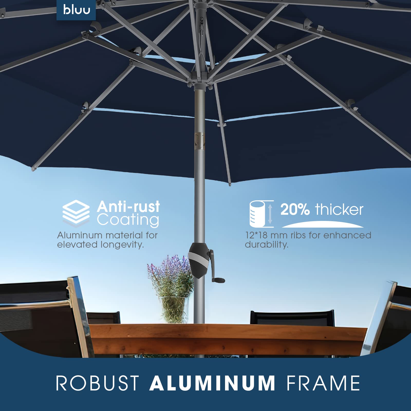 9 Ft 3 Tiers Aluminum Outdoor Patio Umbrella