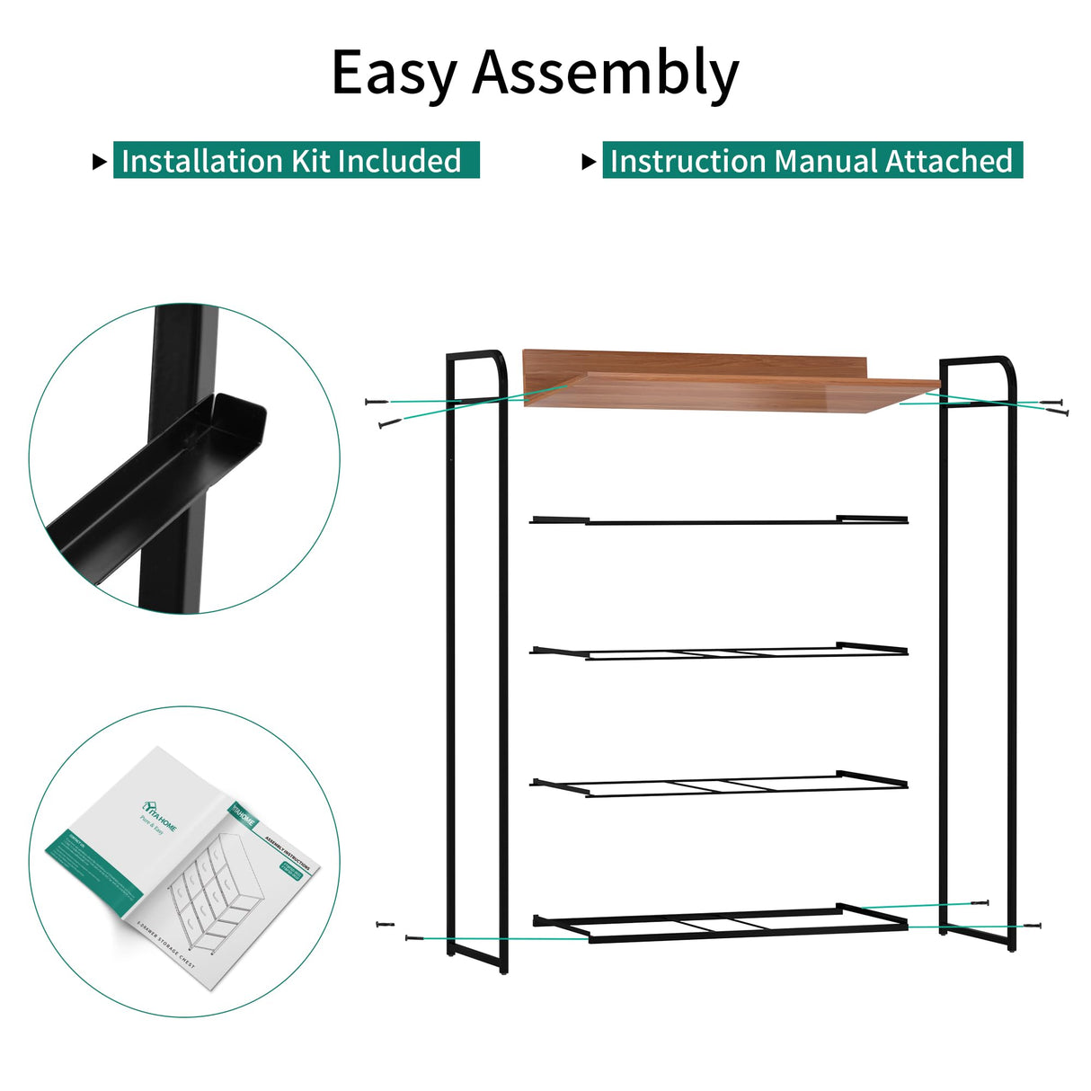 Fabric Dresser with 5 Drawers - Storage Tower with Large Capacity