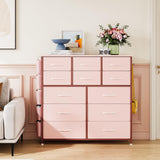 Pink 12 Drawer Dresser for Bedroom, Fabric Dressers & Chests of Drawers