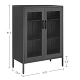 Metal Storage Cabinet with Mesh Doors, Steel Display Cabinets with Adjustable Shelves