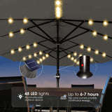 15FT Solar LED Patio Umbrella with Base,Outdoor Double-Sided Umbrella