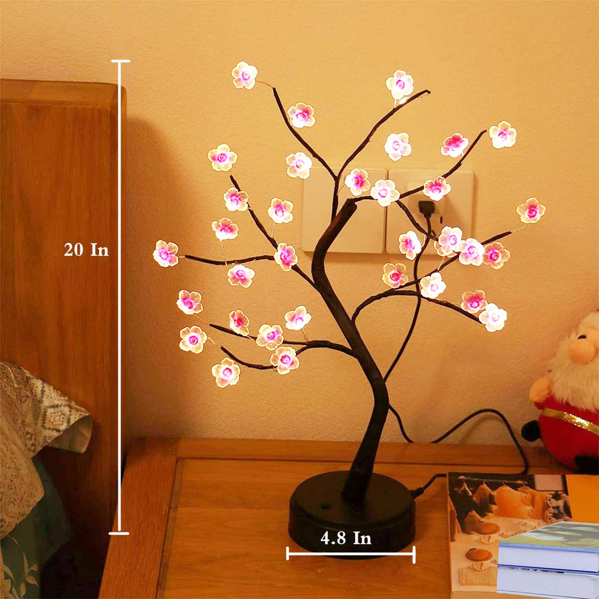 36 LED Cherry Blossom Sparkly Fairy Spirit Tree Lights, DIY Artificial Tree Battery/USB Oper