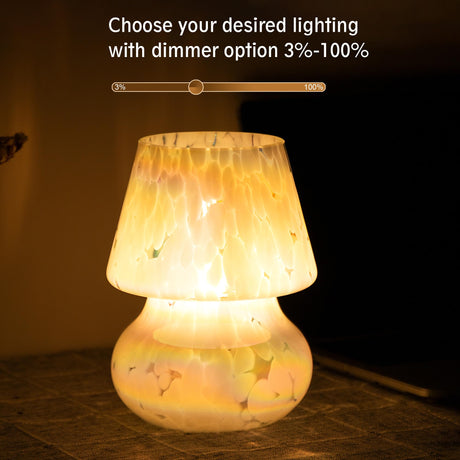 Mushroom Lamp, Stepless Dimmable Glass Table Bedside Lamps