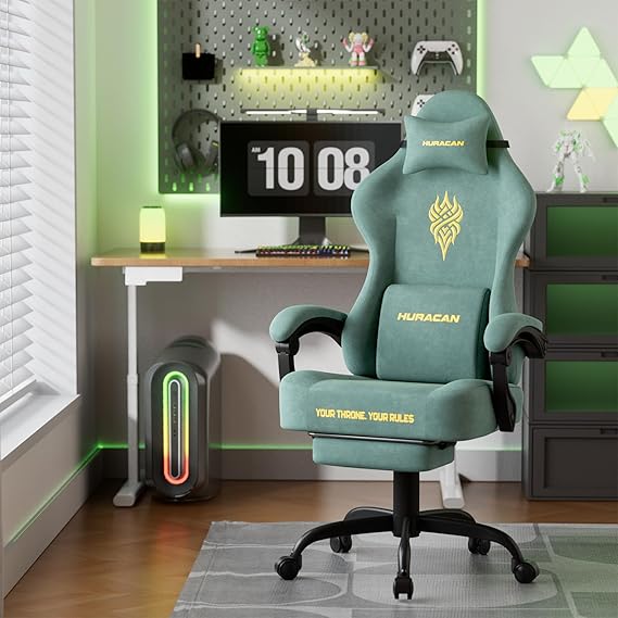 Ergonomic Gaming Chair with Footrest and Massage Lumbar Support